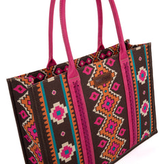 Wrangler Aztec Southwestern Pattern Dual Sided Print Canvas Tote/Crossbody Bag Collection - Cowgirl Wear