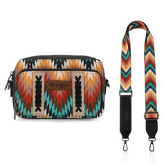 Wrangler Southwestern Pattern Dual Sided Print Crossbody Purse