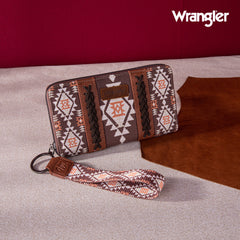 2024 New Wrangler Aztec Southwestern Pattern Canvas Wallet with Wristlet Strap