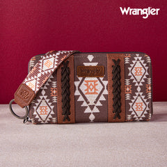 2024 New Wrangler Aztec Southwestern Pattern Canvas Wallet with Wristlet Strap