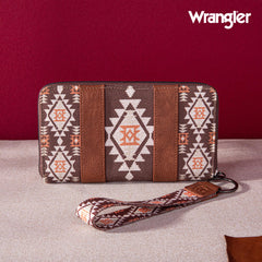 2024 New Wrangler Aztec Southwestern Pattern Canvas Wallet with Wristlet Strap