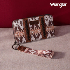 2024 New Wrangler Aztec Southwestern Pattern Canvas Wallet with Wristlet Strap