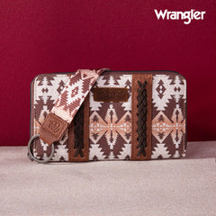 2024 New Wrangler Aztec Southwestern Pattern Canvas Wallet with Wristlet Strap