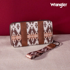 2024 New Wrangler Aztec Southwestern Pattern Canvas Wallet with Wristlet Strap