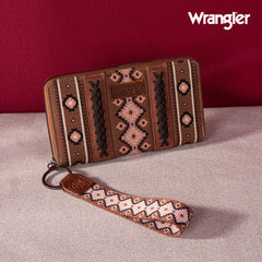 2024 New Wrangler Aztec Southwestern Pattern Canvas Wallet with Wristlet Strap