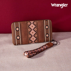 2024 New Wrangler Aztec Southwestern Pattern Canvas Wallet with Wristlet Strap