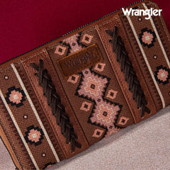 2024 New Wrangler Aztec Southwestern Pattern Canvas Wallet with Wristlet Strap