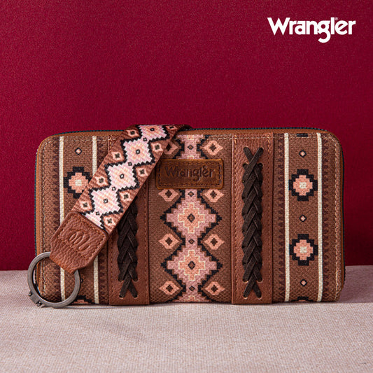 Wrangler Southwestern Art Print Wallet Dark Brown