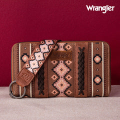 2024 New Wrangler Aztec Southwestern Pattern Canvas Wallet with Wristlet Strap