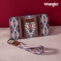 2024 New Wrangler Aztec Southwestern Pattern Canvas Wallet with Wristlet Strap