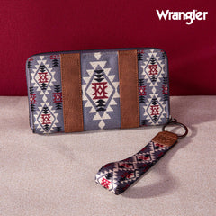 2024 New Wrangler Aztec Southwestern Pattern Canvas Wallet with Wristlet Strap