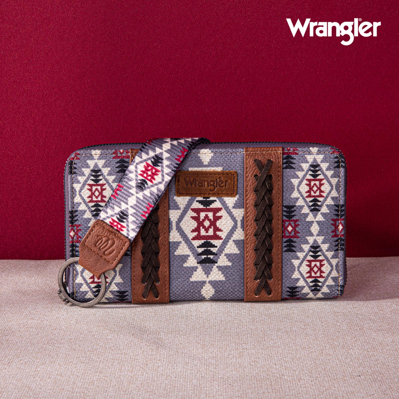 2024 New Wrangler Aztec Southwestern Pattern Canvas Wallet with 