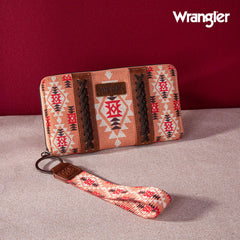 2024 New Wrangler Aztec Southwestern Pattern Canvas Wallet with Wristlet Strap