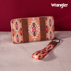 2024 New Wrangler Aztec Southwestern Pattern Canvas Wallet with Wristlet Strap