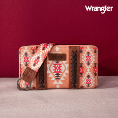 2024 New Wrangler Aztec Southwestern Pattern Canvas Wallet with Wristlet Strap