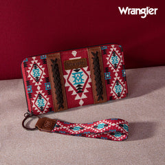 2024 New Wrangler Aztec Southwestern Pattern Canvas Wallet with Wristlet Strap