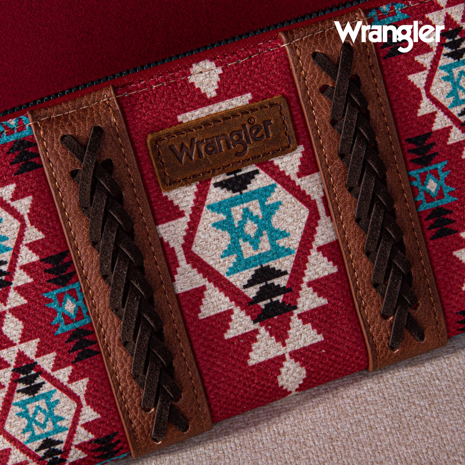 2024 New Wrangler Aztec Southwestern Pattern Canvas Wallet with Wristlet Strap