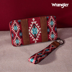 2024 New Wrangler Aztec Southwestern Pattern Canvas Wallet with Wristlet Strap