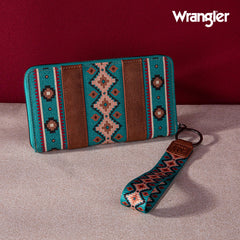 2024 New Wrangler Aztec Southwestern Pattern Canvas Wallet with Wristlet Strap