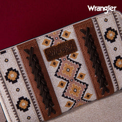 2024 New Wrangler Aztec Southwestern Pattern Canvas Wallet with Wristlet Strap