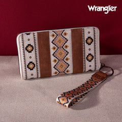 2024 New Wrangler Aztec Southwestern Pattern Canvas Wallet with Wristlet Strap