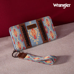 2024 New Wrangler Aztec Southwestern Pattern Canvas Wallet with Wristlet Strap