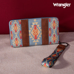 2024 New Wrangler Aztec Southwestern Pattern Canvas Wallet with Wristlet Strap