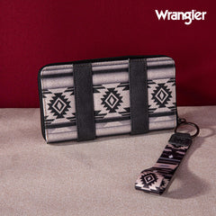 2024 New Wrangler Aztec Southwestern Pattern Canvas Wallet with Wristlet Strap