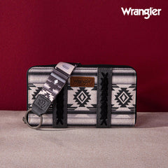 2024 New Wrangler Aztec Southwestern Pattern Canvas Wallet with Wristlet Strap