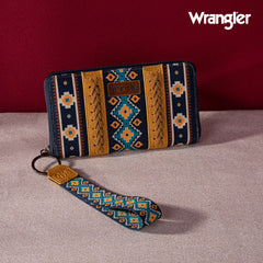 2024 New Wrangler Aztec Southwestern Pattern Canvas Wallet with Wristlet Strap