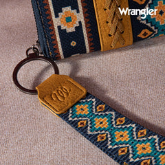 2024 New Wrangler Aztec Southwestern Pattern Canvas Wallet with Wristlet Strap