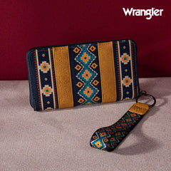 2024 New Wrangler Aztec Southwestern Pattern Canvas Wallet with Wristlet Strap