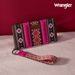 2024 New Wrangler Aztec Southwestern Pattern Canvas Wallet with Wristlet Strap