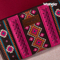 2024 New Wrangler Aztec Southwestern Pattern Canvas Wallet with Wristlet Strap