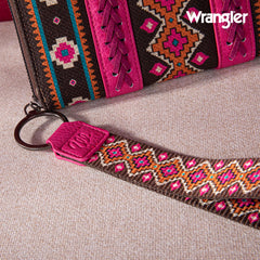 2024 New Wrangler Aztec Southwestern Pattern Canvas Wallet with Wristlet Strap