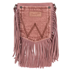 Wrangler Leather Fringe Jean Denim Pocket Crossbody - Cowgirl Wear