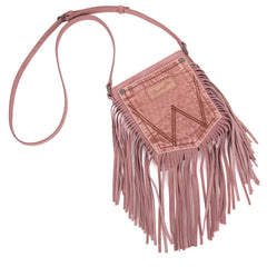 Wrangler Leather Fringe Jean Denim Pocket Crossbody - Cowgirl Wear