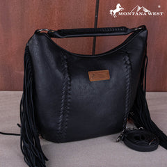 MWF1007G-9360 Montana West Fringe Collection Concealed Carry Hobo/Crossbody -Black