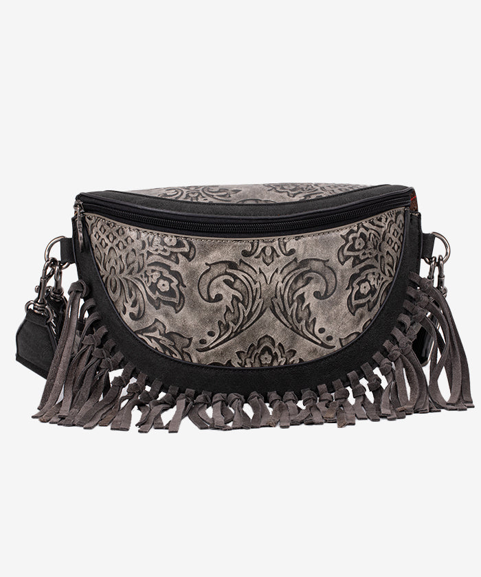 Montana West Floral Embossed Fringe Fanny Pack - Montana West World