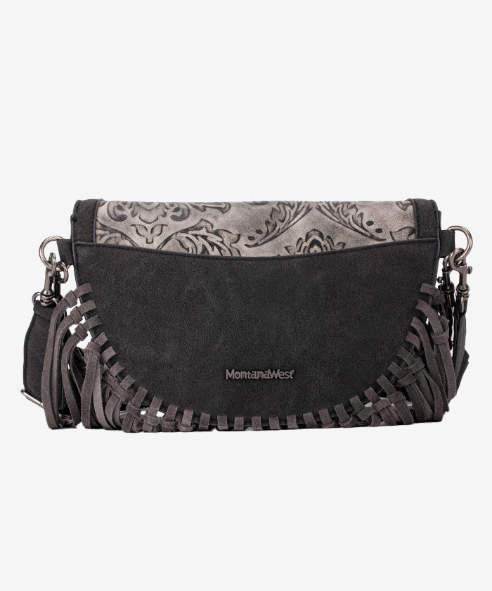 Montana West Floral Embossed Fringe Fanny Pack - Montana West World