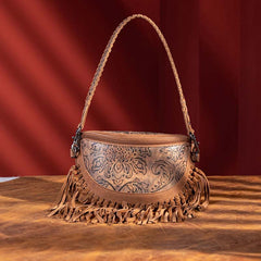 Montana West Floral Embossed Fringe Fanny Pack