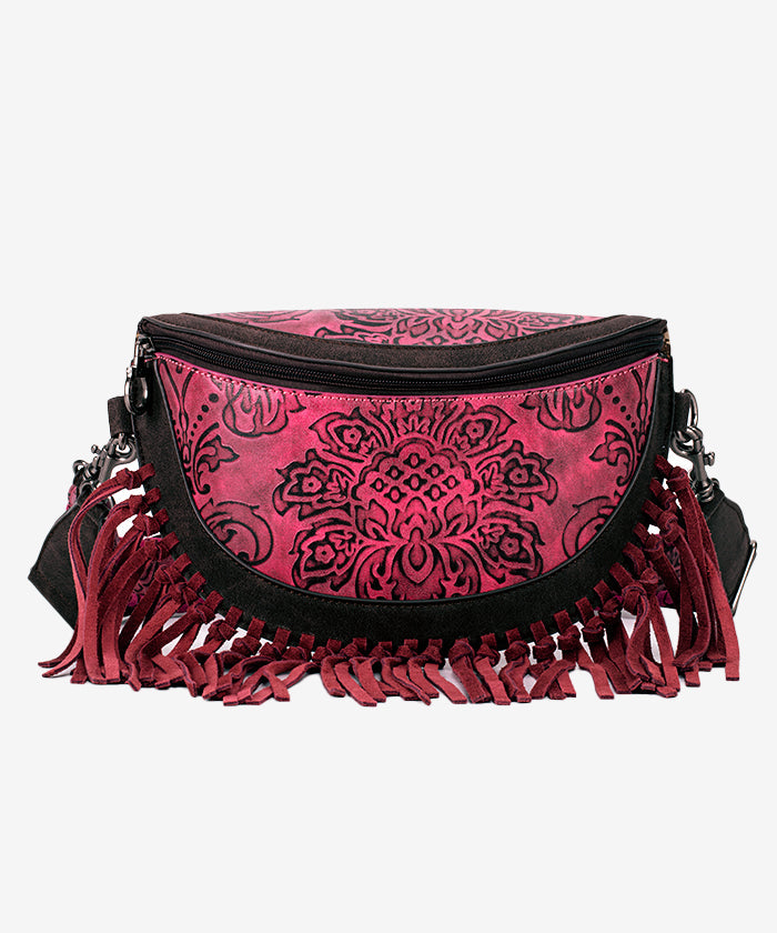 Montana West Floral Embossed Fringe Fanny Pack - Montana West World