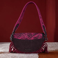 Montana West Floral Embossed Fringe Fanny Pack