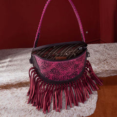 Montana West Floral Embossed Fringe Fanny Pack