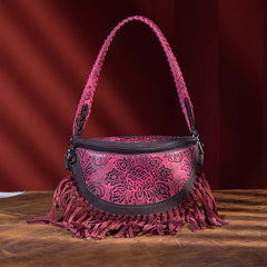 Montana West Floral Embossed Fringe Fanny Pack