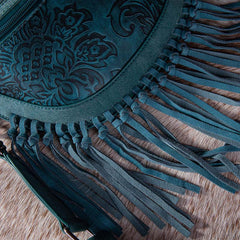 Montana West Floral Embossed Fringe Fanny Pack