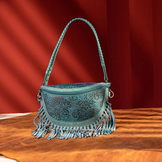 Montana West Floral Embossed Fringe Fanny Pack