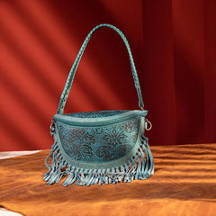 Montana West Floral Embossed Fringe Fanny Pack