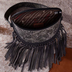 Montana West Floral Embossed Fringe Fanny Pack