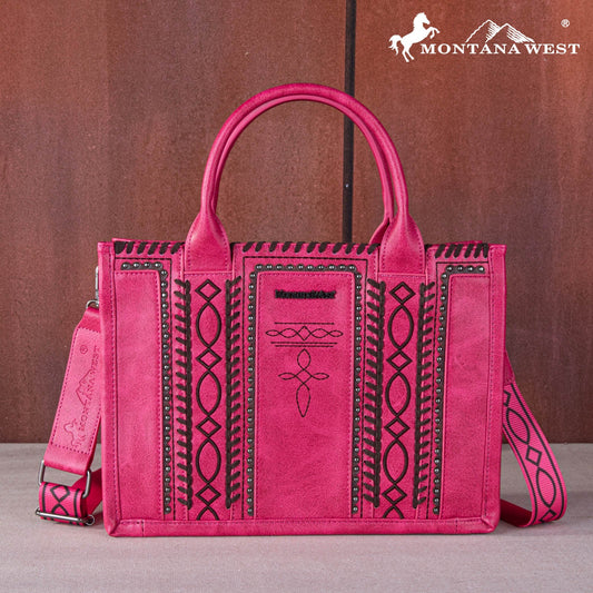 MWF1050G-8250 Montana West Whipstitch Concealed Carry Tote/Crossbody  Hot Pink